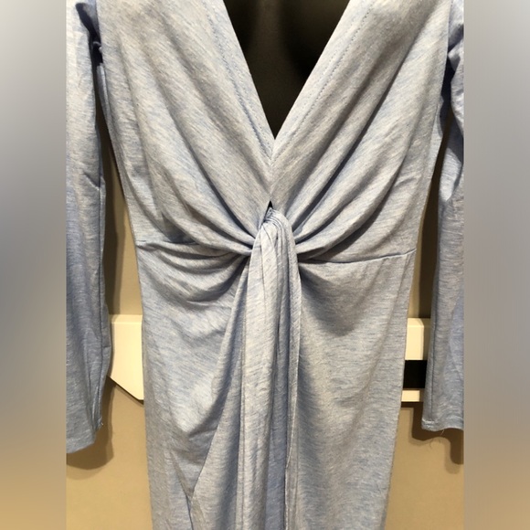 Absolute & Faith NWT Heather Blue Jersey Wrap Dress with Slit Leg, Size Medium - Picture 2 of 3